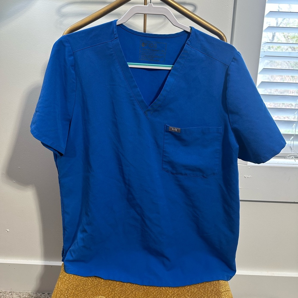 Figs Catarina Royal Blue V-Neck Short Sleeve Scrub Top Size 2XL EUC